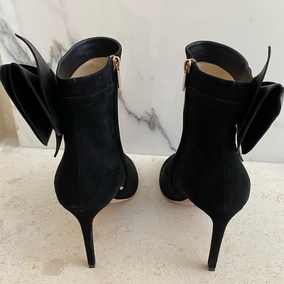 Jimmy Choo-Kassidy Suede Booties/Leather Bow - Picture 3 of 7